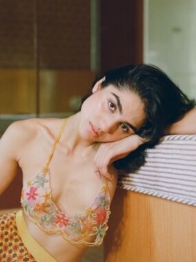 ZARA FLORAL BEADED BRALETTE TOP